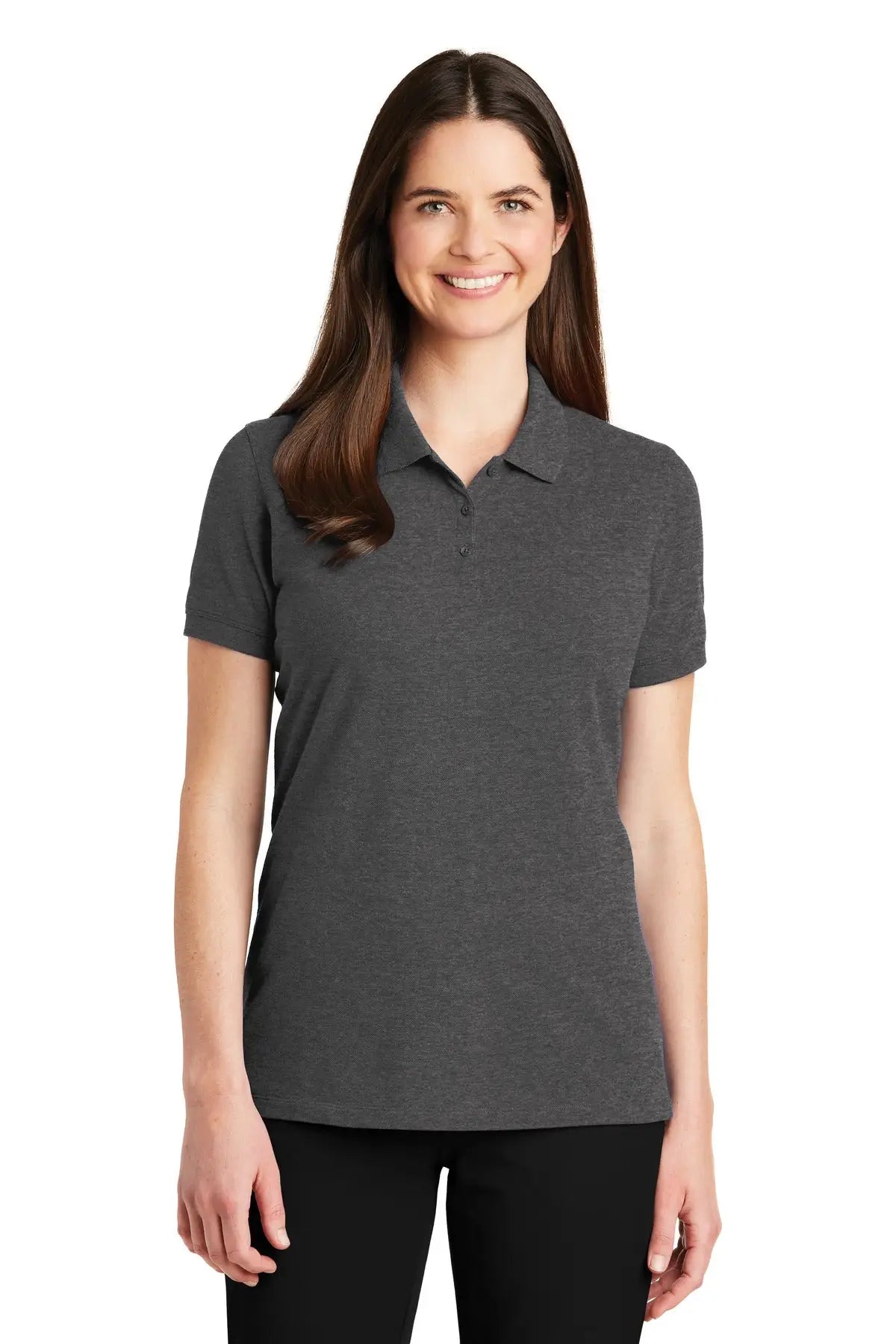 Port Authority Lk8000 Women’s Ezcotton Polo - Charcoal Heather