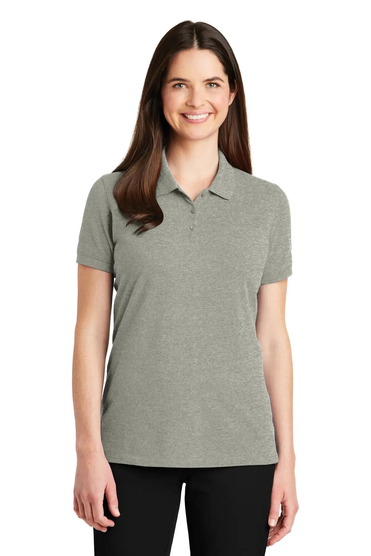 Port Authority Lk8000 Women’s Ezcotton Polo - Oxford Heather - Ladies Xs