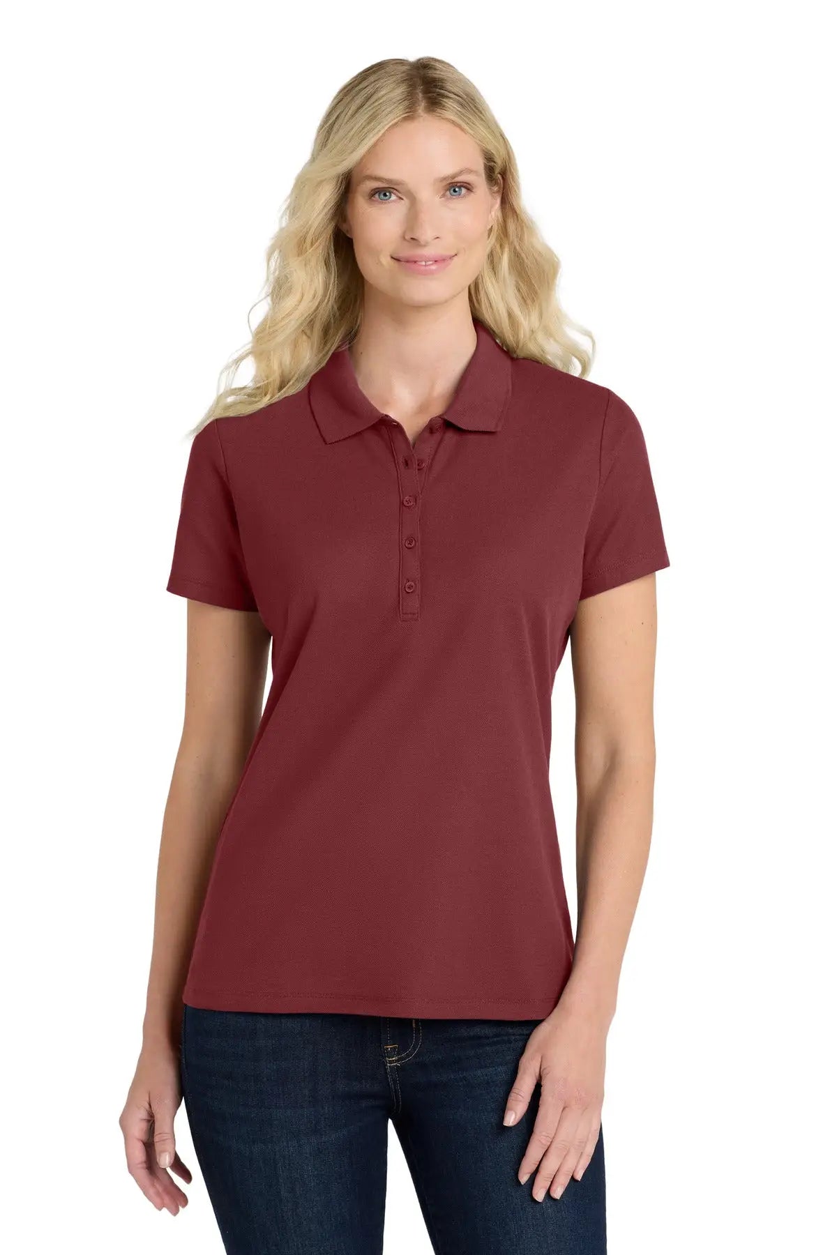 Port Authority Lk810 Women’s Superpro React Polo - Burgundy - Ladies Xs