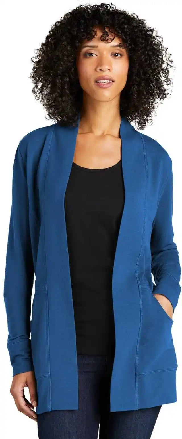 Port Authority Lk825 Ladies Microterry Cardigan - Aegean Blue