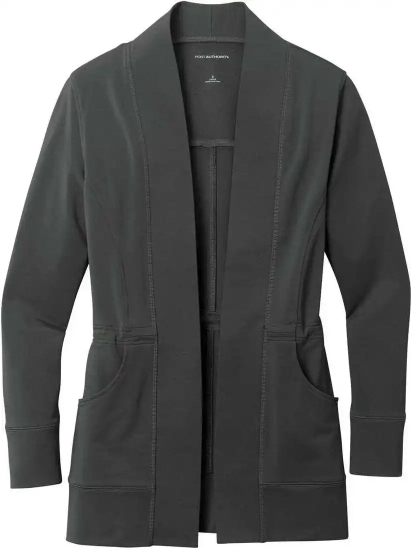 Port Authority Lk825 Ladies Microterry Cardigan - Charcoal