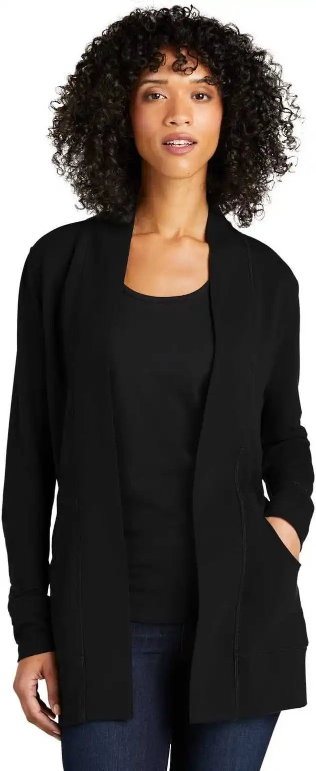 Port Authority Lk825 Ladies Microterry Cardigan - Deep Black