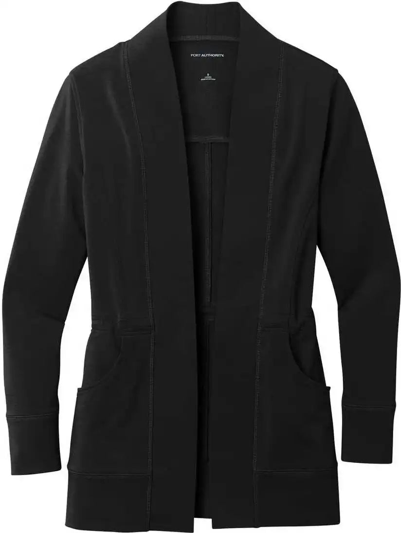 Port Authority Lk825 Ladies Microterry Cardigan - Deep Black