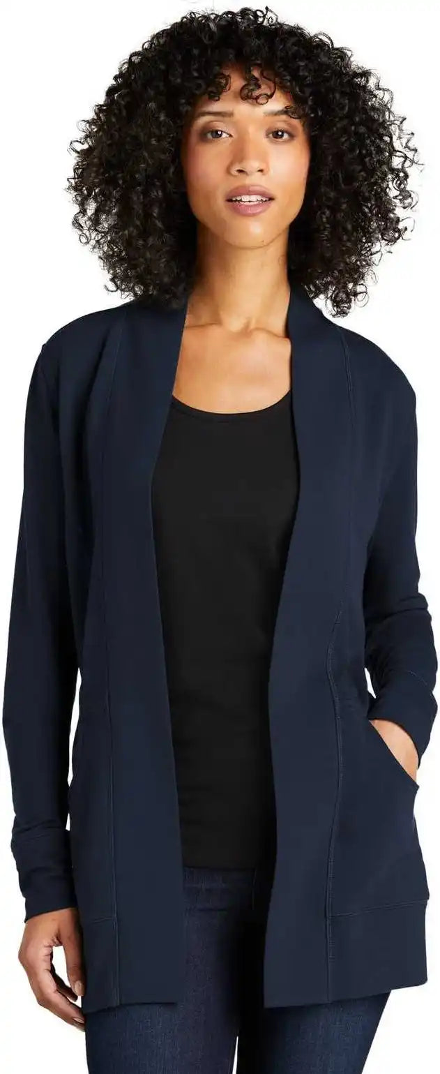 Port Authority Lk825 Ladies Microterry Cardigan River Blue Navy