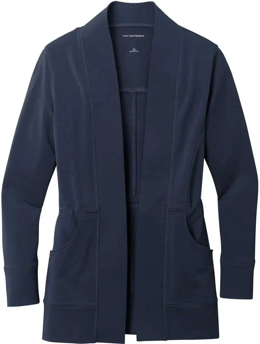 Port Authority Lk825 Ladies Microterry Cardigan River Blue Navy