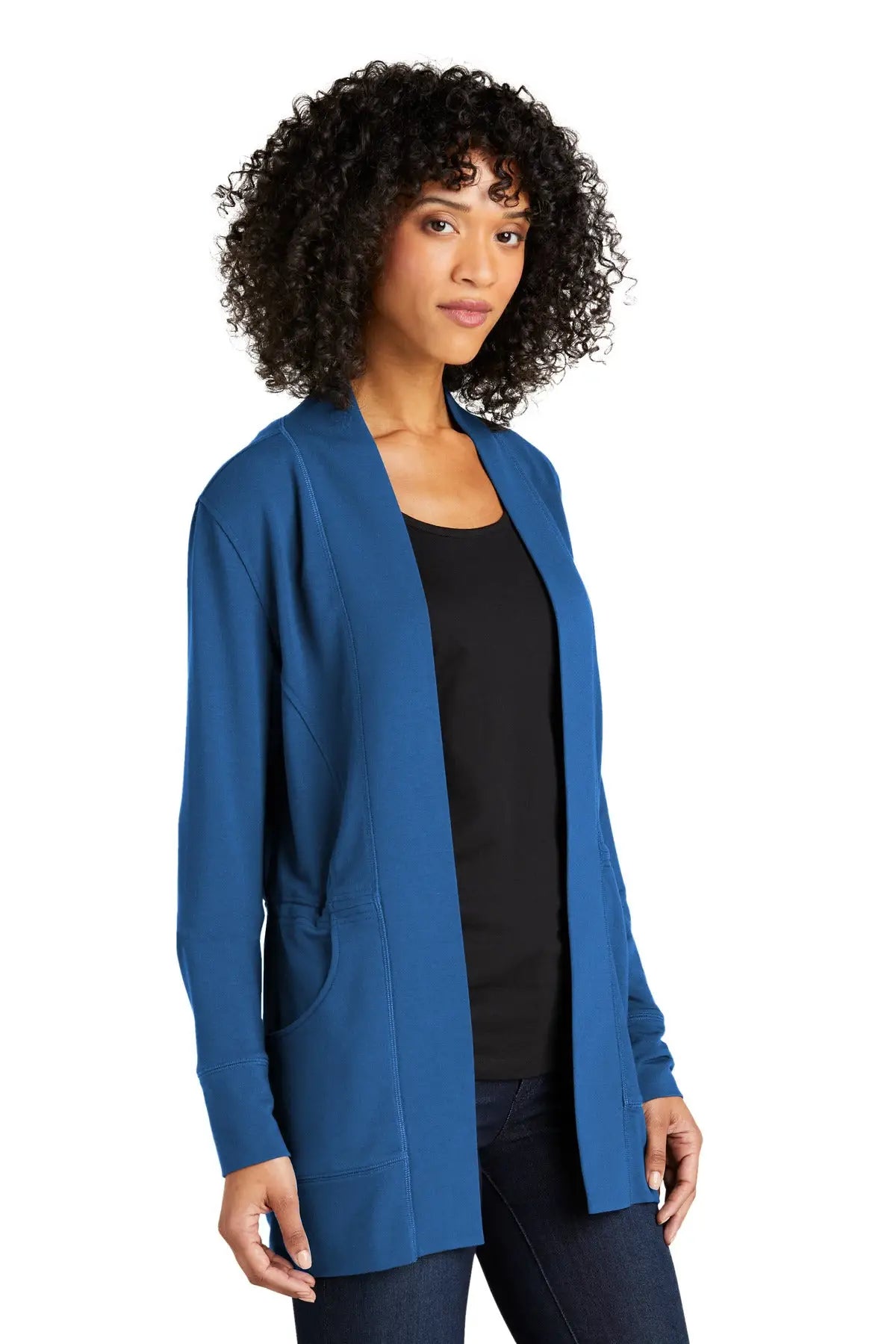 Port Authority Lk825 Women’s Microterry Cardigan - Aegean Blue