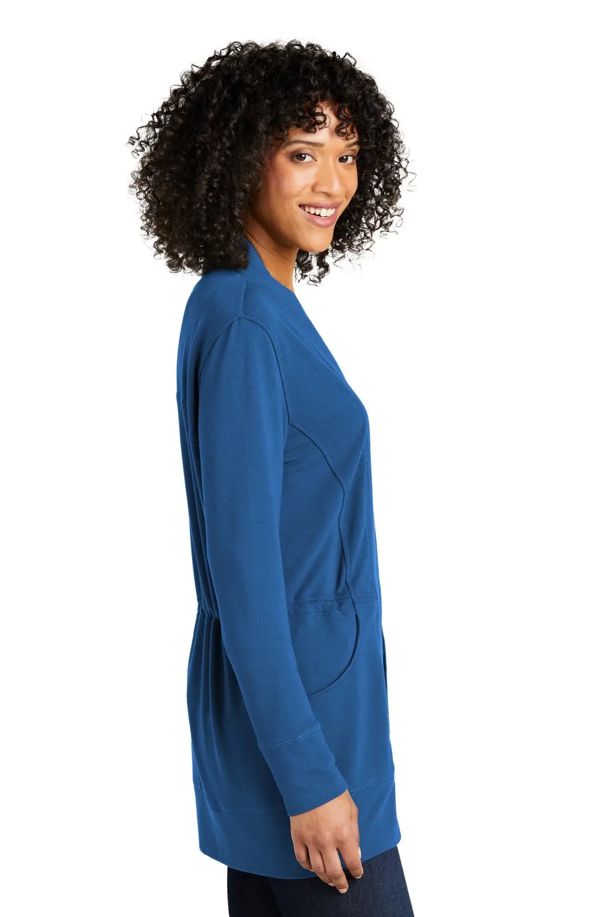 Port Authority Lk825 Women’s Microterry Cardigan - Aegean Blue