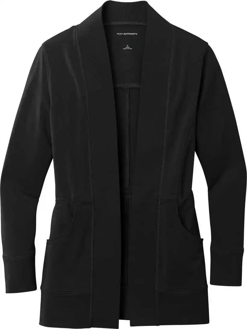 Port Authority Lk825 Women’s Microterry Cardigan - Deep Black