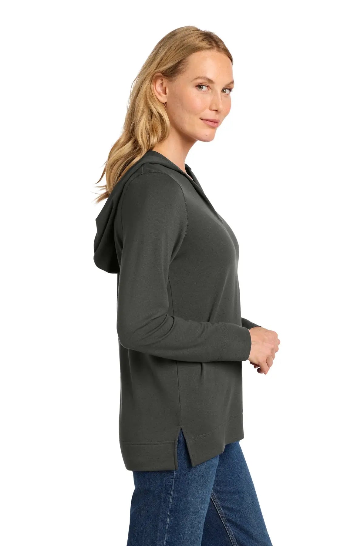Port Authority Lk826 Women’s Microterry Pullover Hoodie - Charcoal