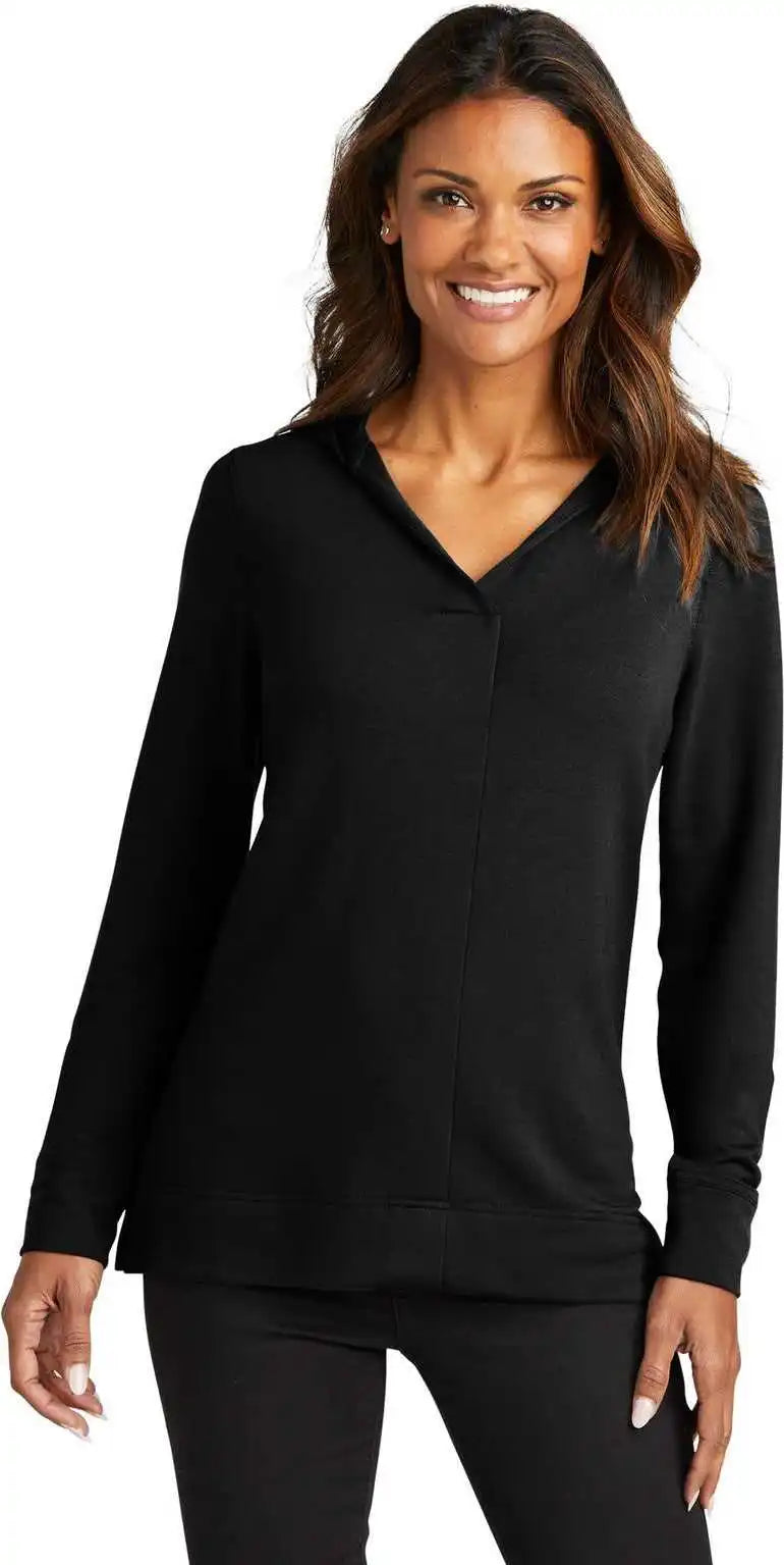 Port Authority Lk826 Women’s Microterry Pullover Hoodie - Deep Black
