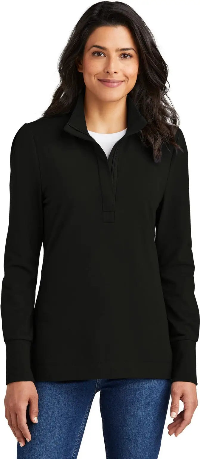 Port Authority Lk829 Women’s Fairway Stretch 1/4-zip - Deep Black - Ladies Xs