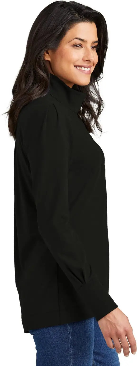 Port Authority Lk829 Women’s Fairway Stretch 1/4-zip - Deep Black