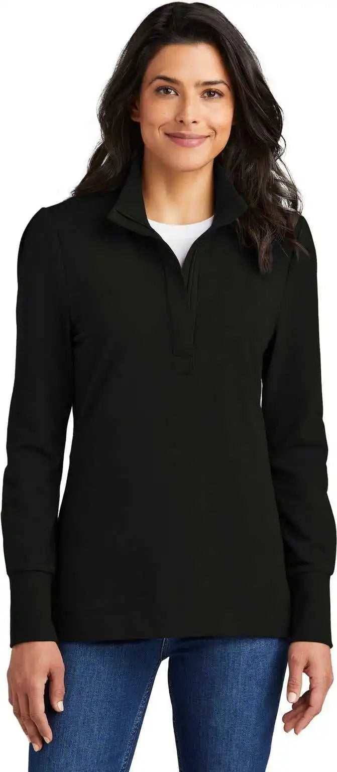 Port Authority Lk829 Women’s Fairway Stretch 1/4-zip - Deep Black