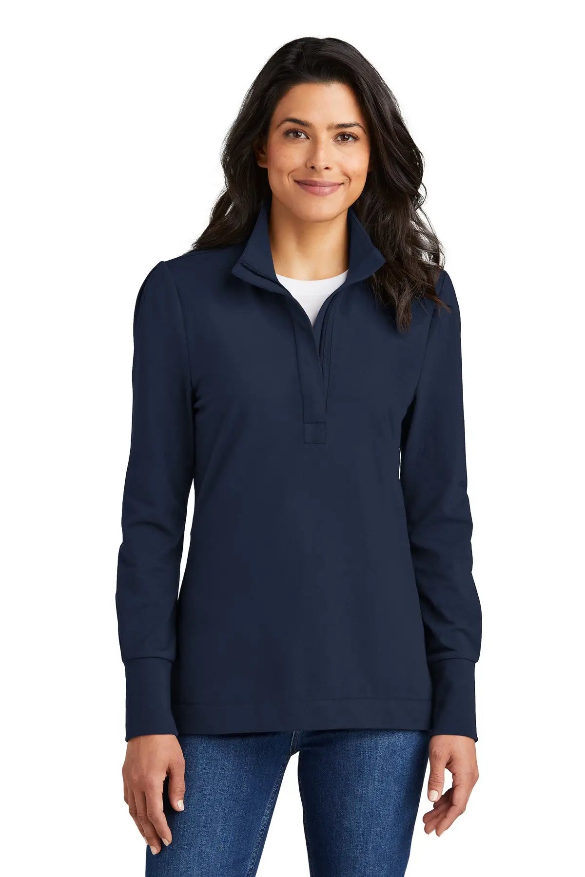 Port Authority Lk829 Women’s Fairway Stretch 1/4-zip - River Blue Navy - Ladies Xs