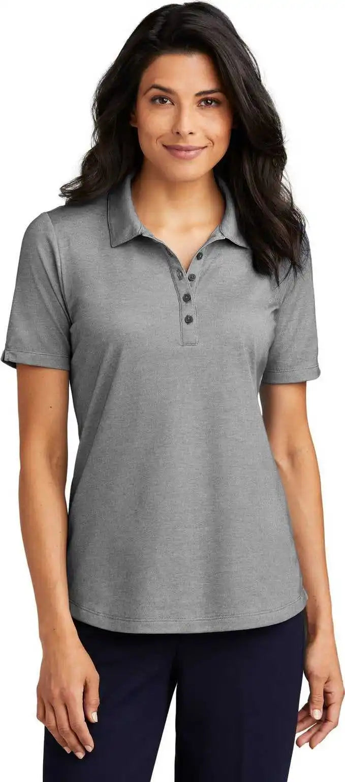 Port Authority Lk830 Ladies Fine Pique Blend Polo - Charcoal Heather