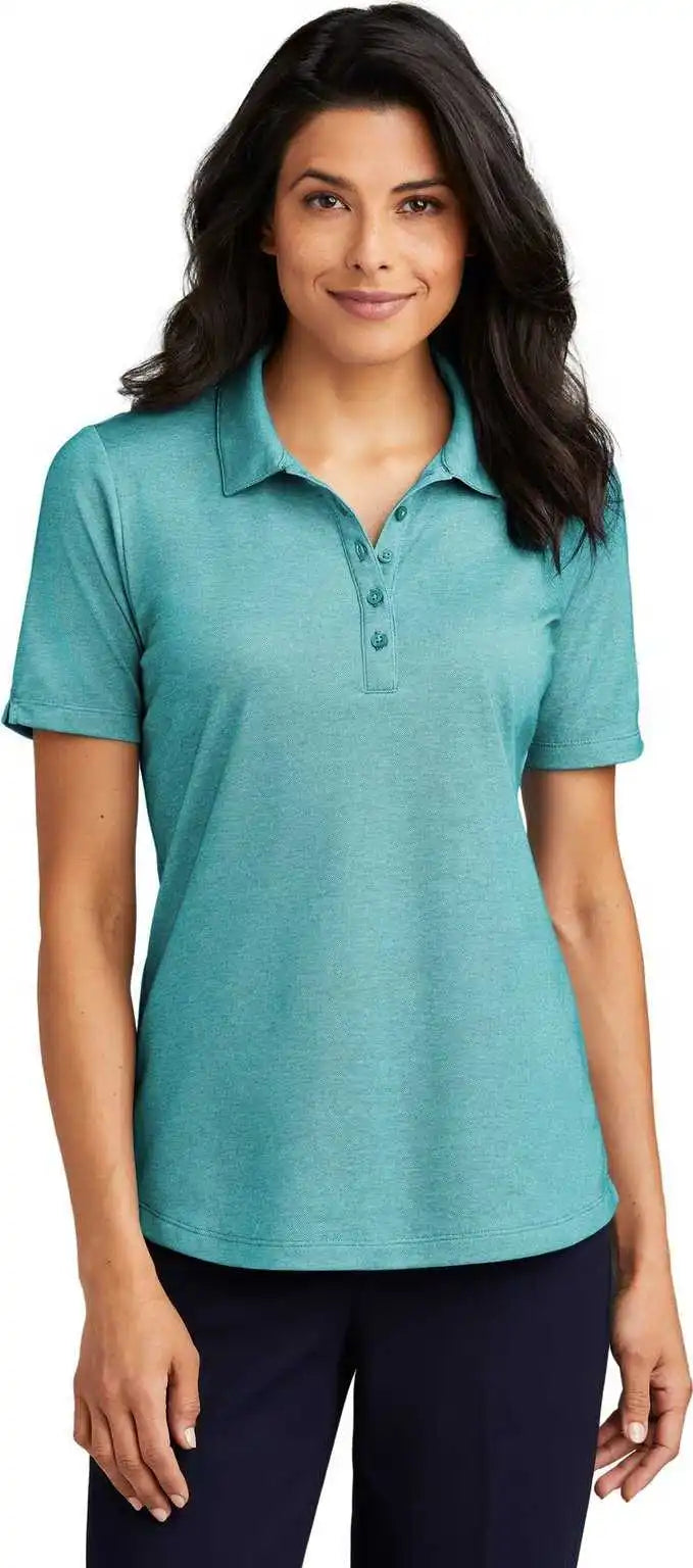 Port Authority Lk830 Ladies Fine Pique Blend Polo Dktealhthr