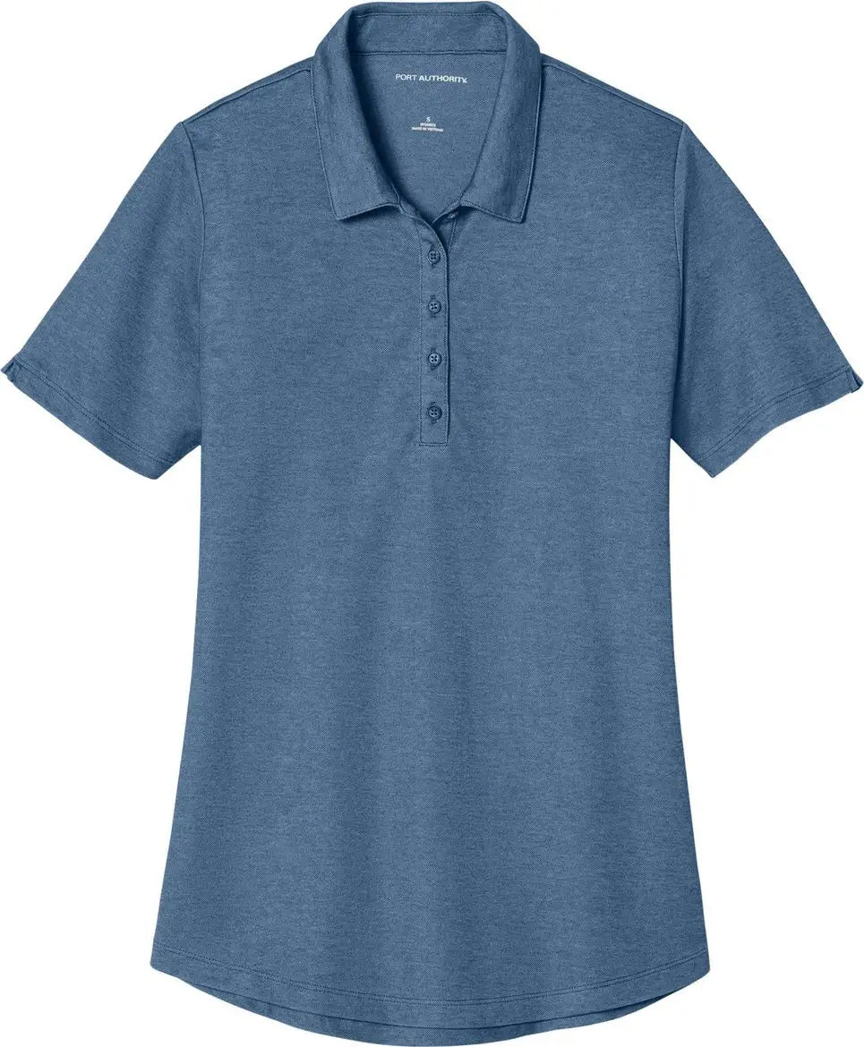 Port Authority Lk830 Women’s Fine Pique Blend Polo - Aegean Blue Heather