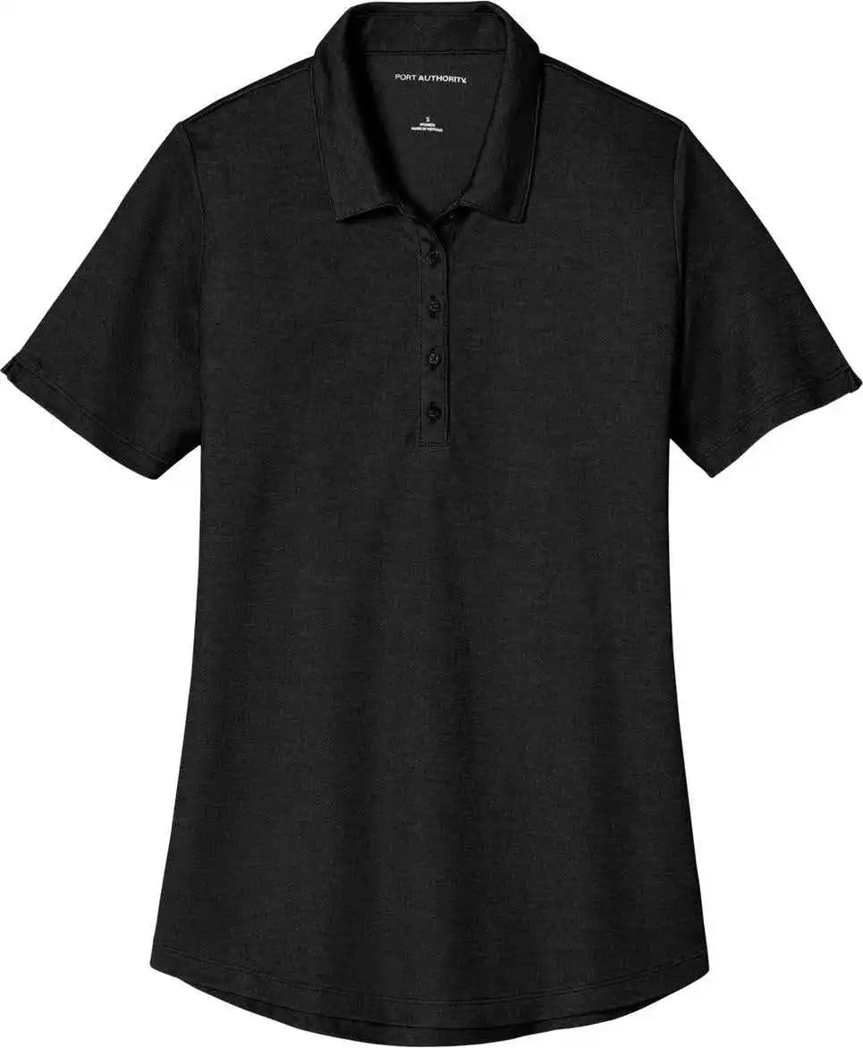 Port Authority Lk830 Women’s Fine Pique Blend Polo - Black Heather