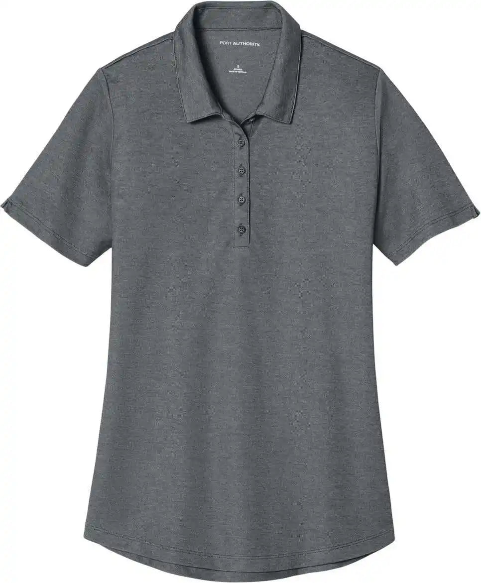 Port Authority Lk830 Women’s Fine Pique Blend Polo - Charcoal Heather