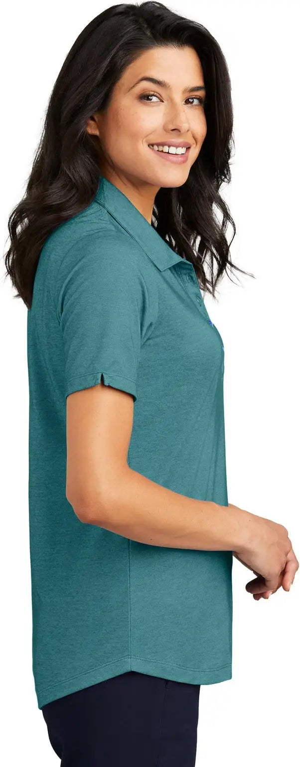 Port Authority Lk830 Women’s Fine Pique Blend Polo - Dark Teal Heather