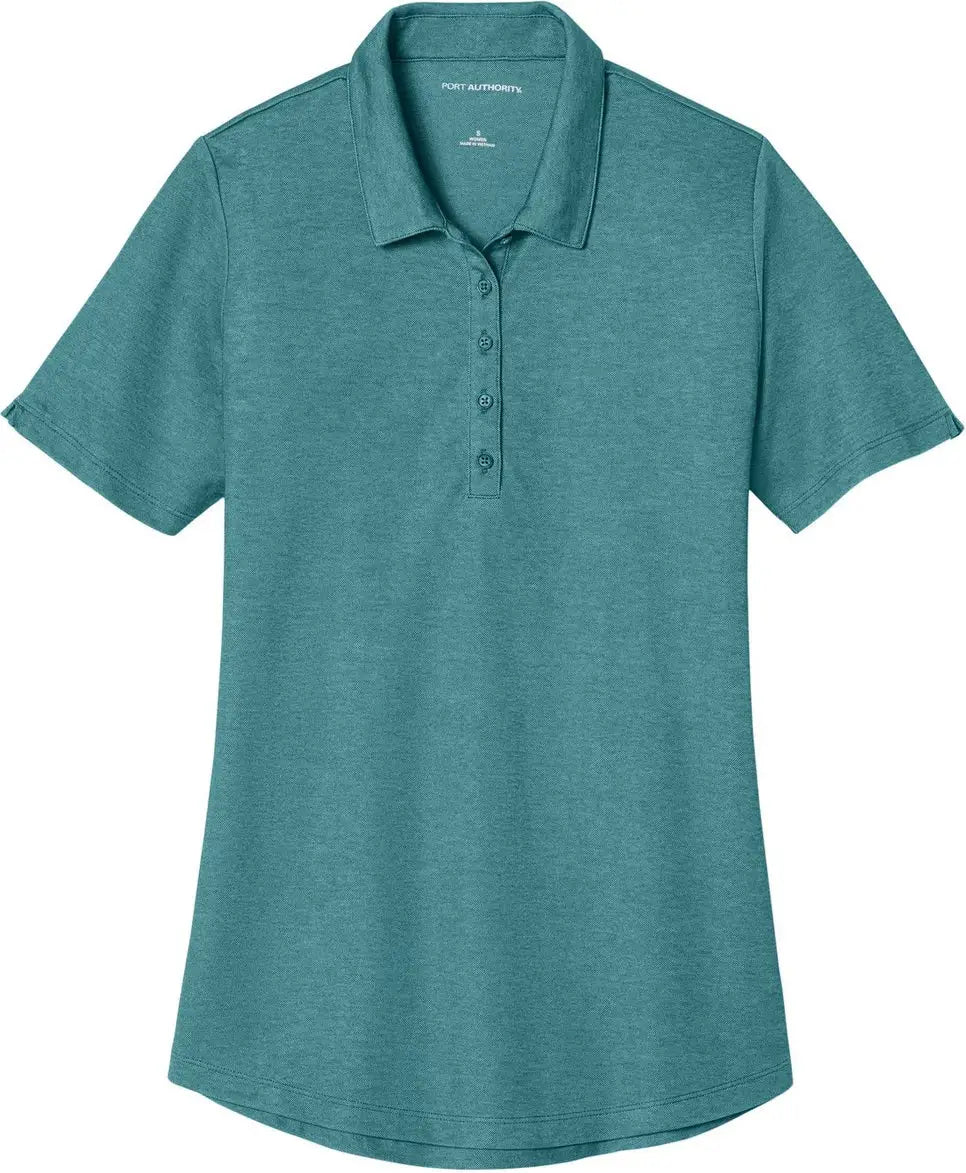 Port Authority Lk830 Women’s Fine Pique Blend Polo - Dark Teal Heather