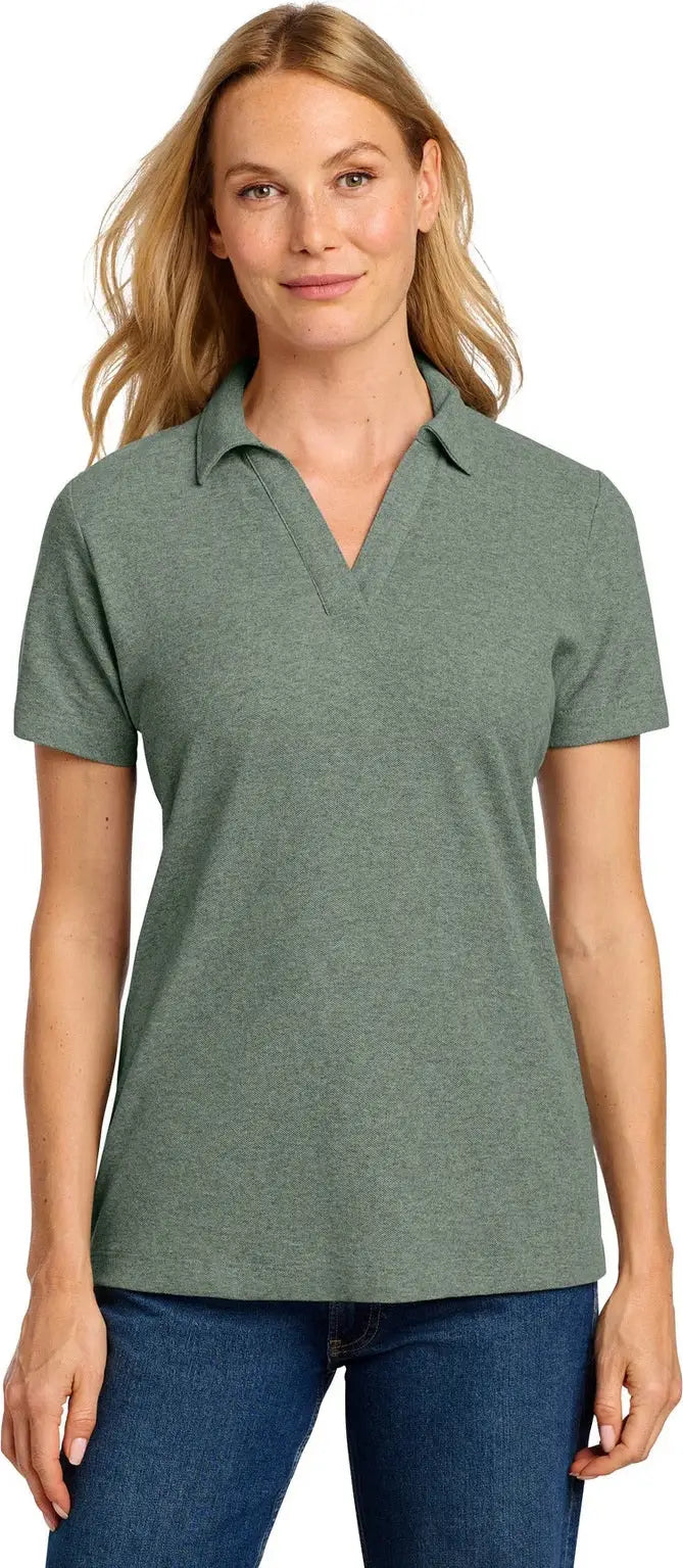 Port Authority Lk867 Women’s C-free Cotton Blend Pique Polo - Dark Green Heather - Ladies Xs