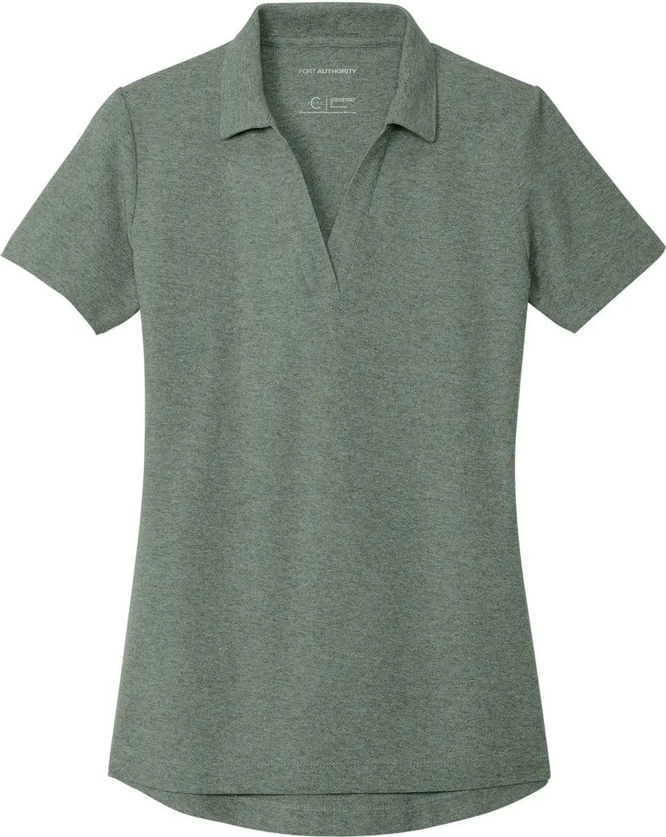 Port Authority Lk867 Women’s C-free Cotton Blend Pique Polo - Dark Green Heather