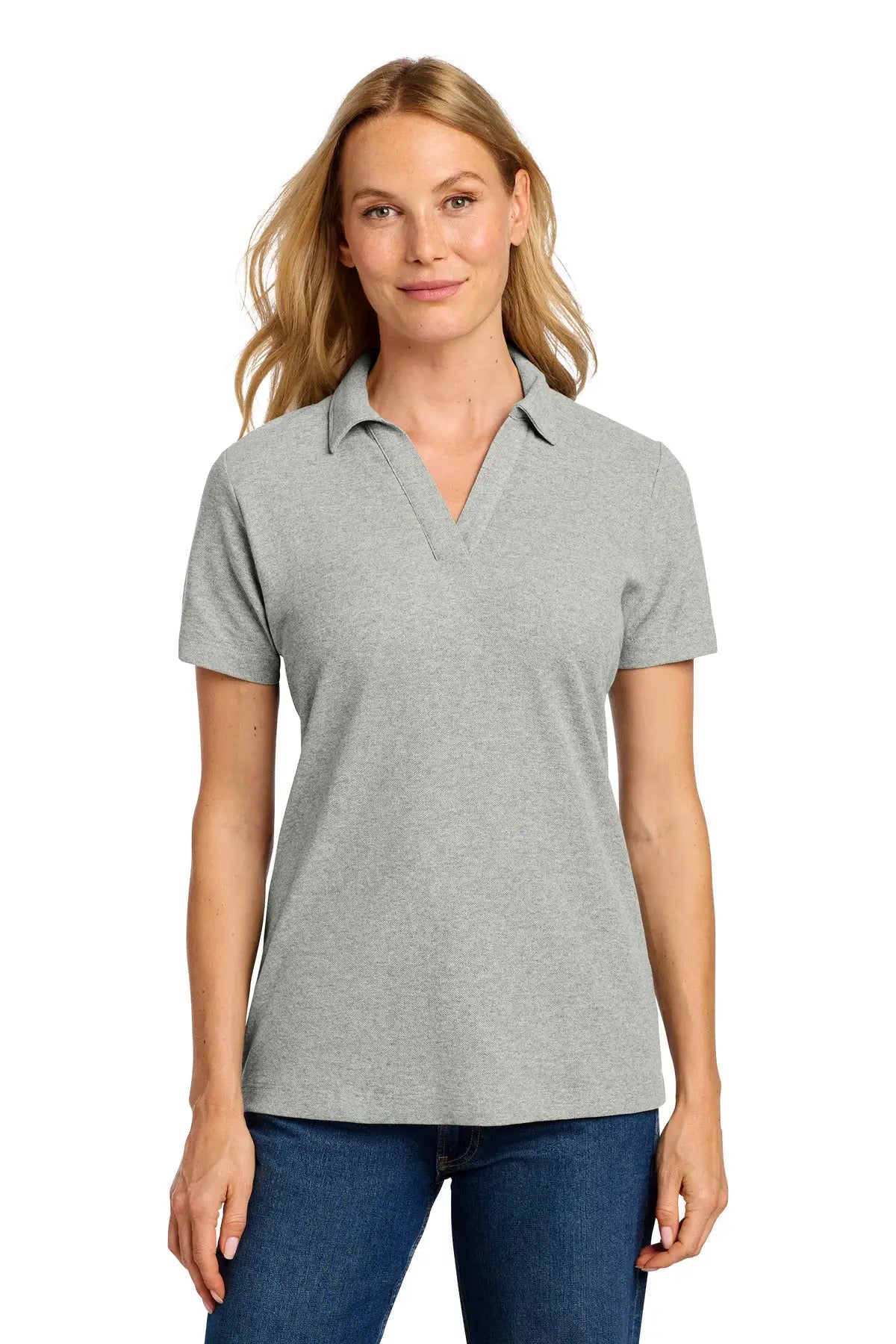Port Authority Lk867 Women’s C-free Cotton Blend Pique Polo - Deep Smoke Heather - Ladies Xs