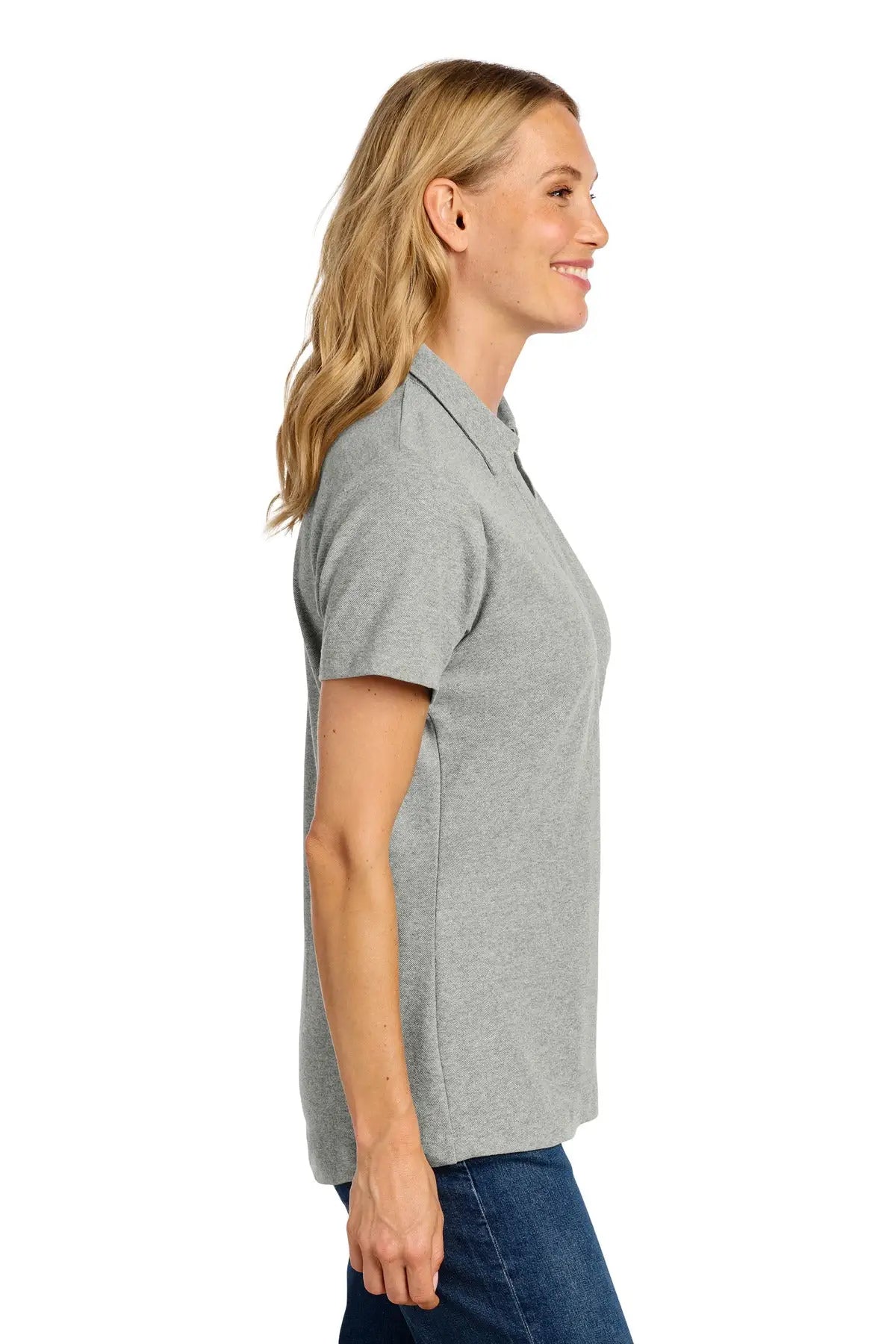 Port Authority Lk867 Women’s C-free Cotton Blend Pique Polo - Deep Smoke Heather