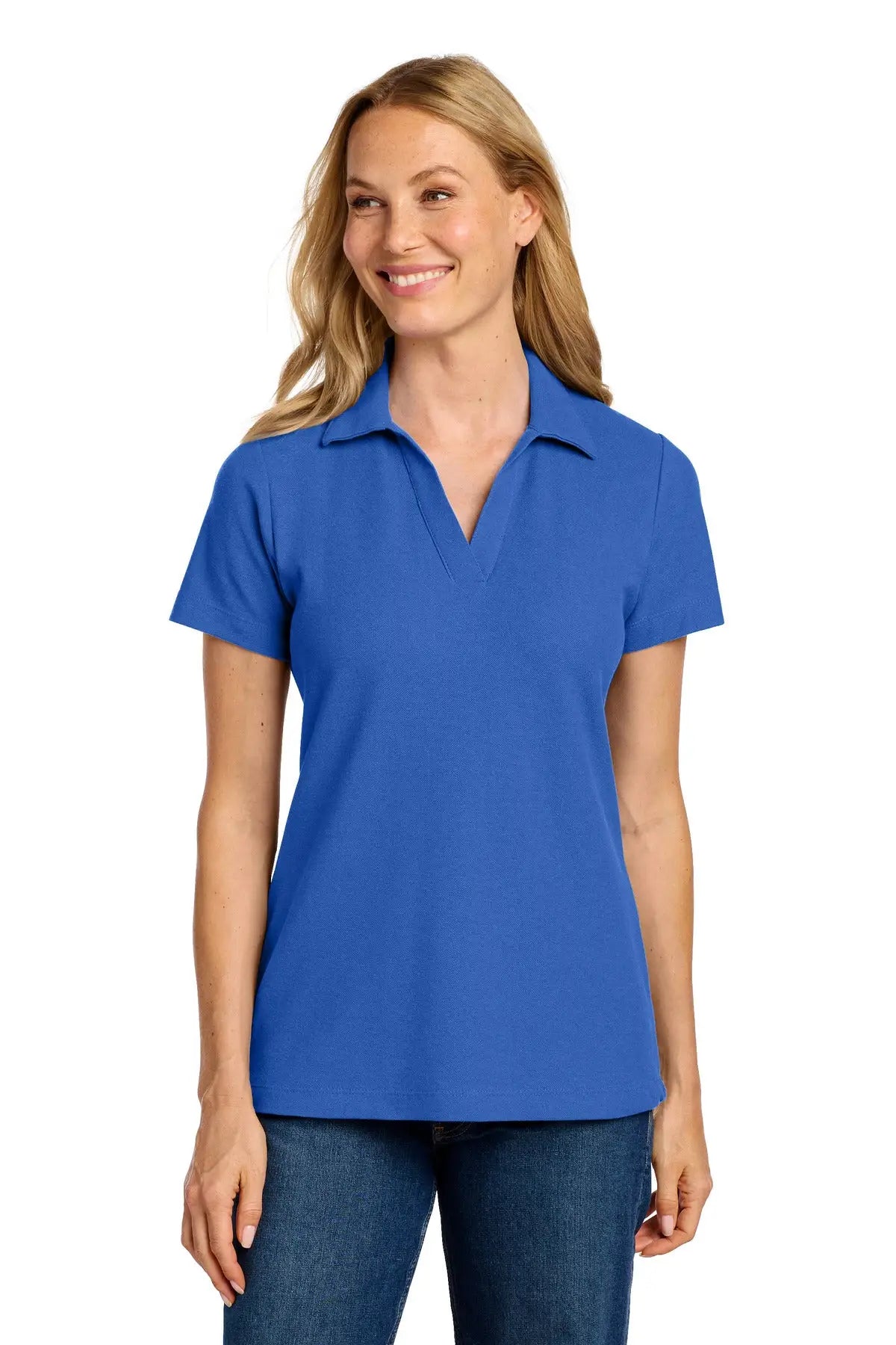 Port Authority Lk867 Women’s C-free Cotton Blend Pique Polo - True Blue - Ladies Xs