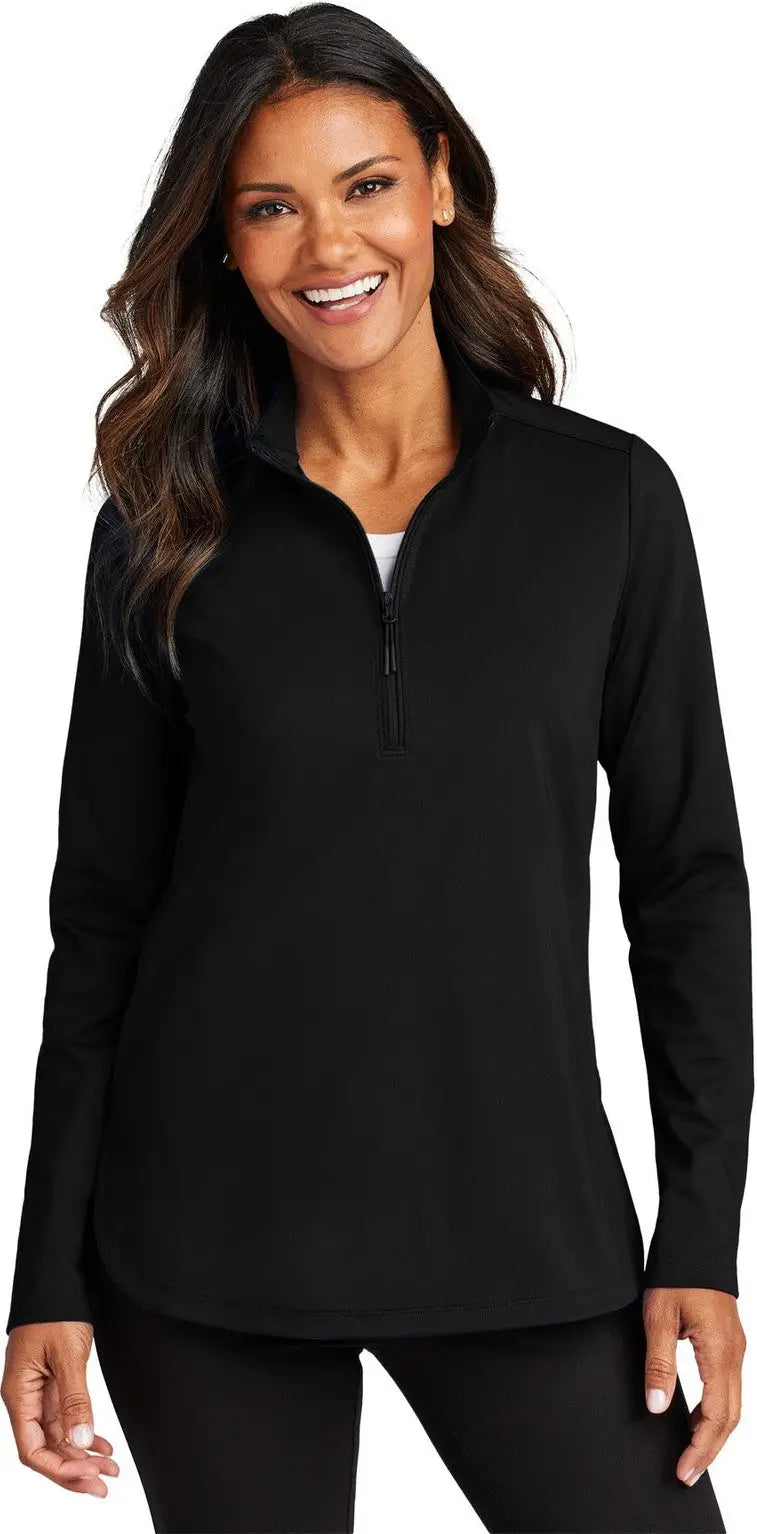 Port Authority Lk880 Women’s C-free Double Knit 1/4-zip - Deep Black