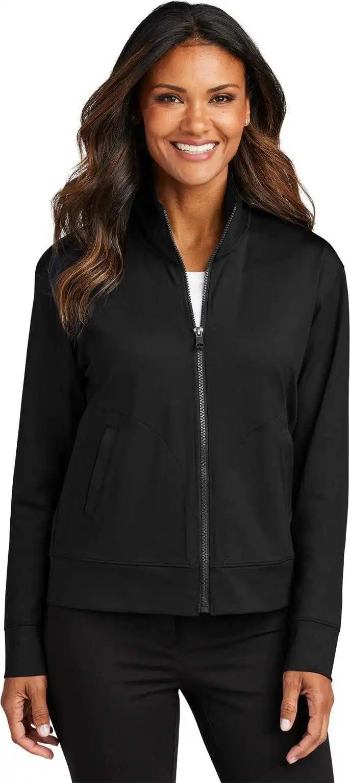 Port Authority Lk881 Ladies c Free Double Knit Full Zip Deep Black