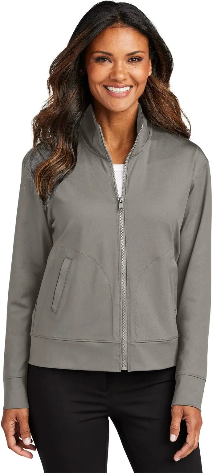 Port Authority Lk881 Women’s C-free Double Knit Full-zip - Smoke Gray