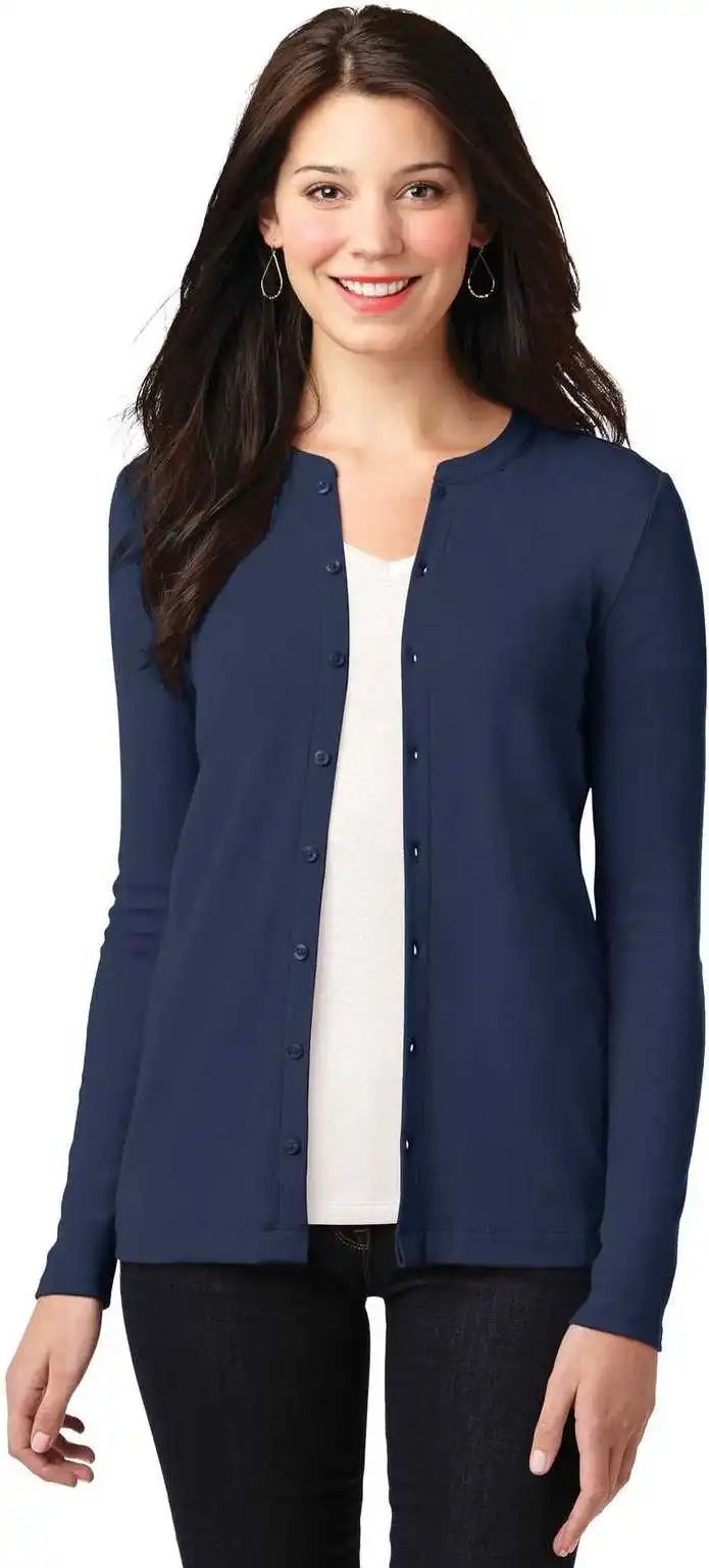 Port Authority Lm1008 Ladies Concept Stretch Button-front Cardigan - Dress Blue Navy