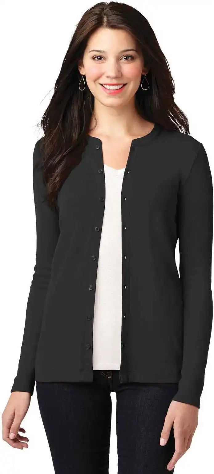 Port Authority Lm1008 Ladies Concept Stretch Button-front Cardigan - Black
