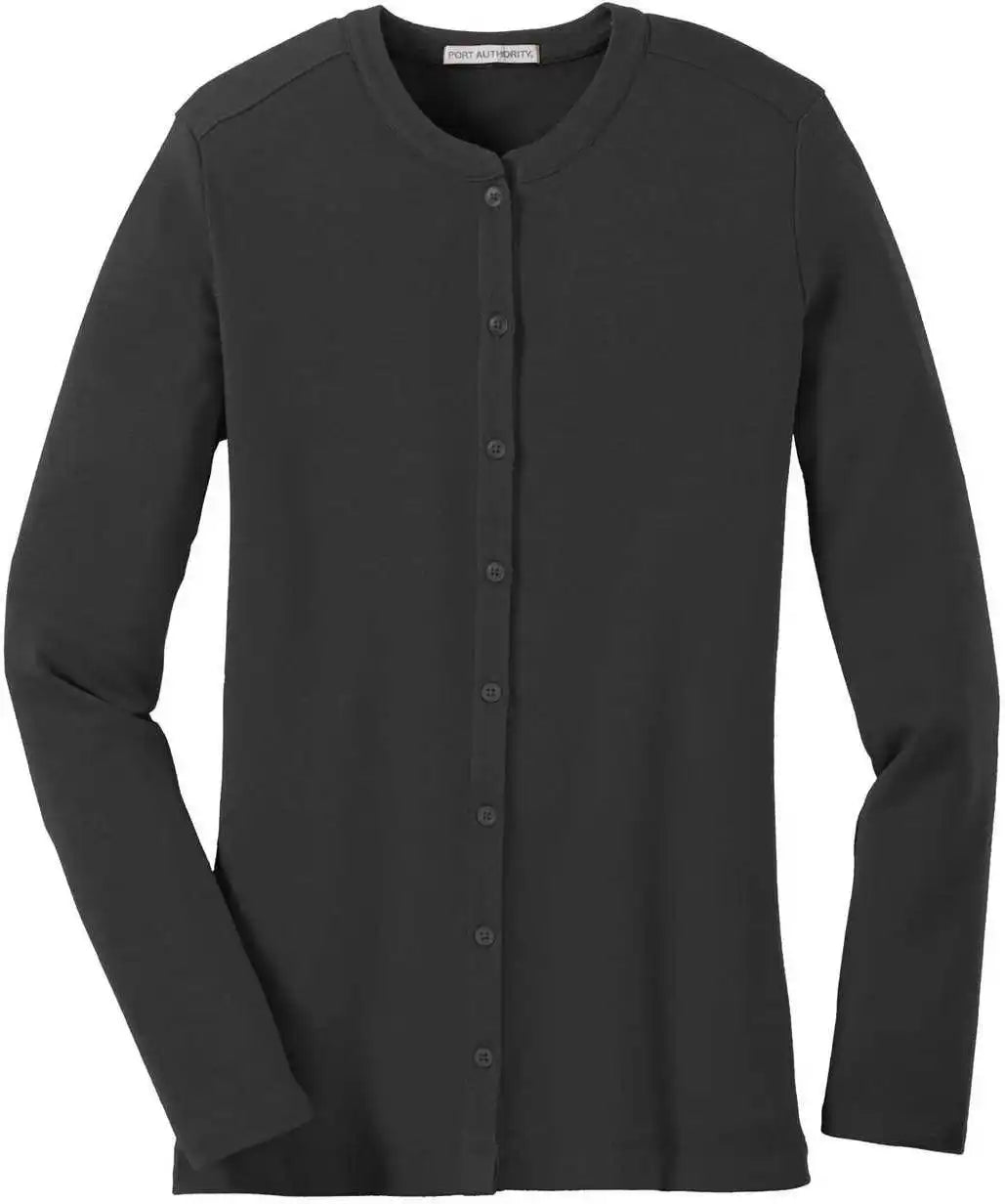 Port Authority Lm1008 Ladies Concept Stretch Button Front Cardigan Black