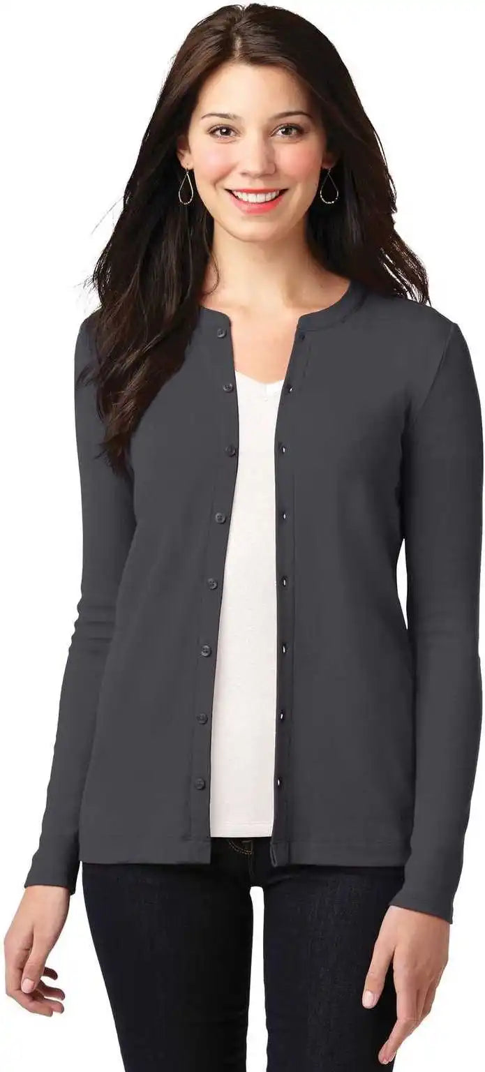 Port Authority Lm1008 Ladies Concept Stretch Button-front Cardigan - Gray Smoke