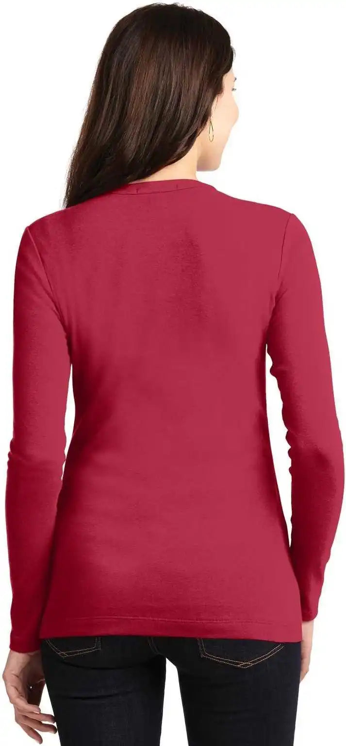 Port Authority Lm1008 Ladies Concept Stretch Button Front Cardigan Rich Red