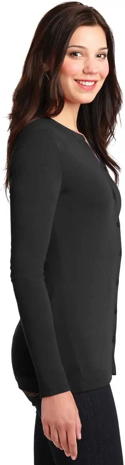 Port Authority Lm1008 Ladies Concept Stretch Button Front Cardigan Black