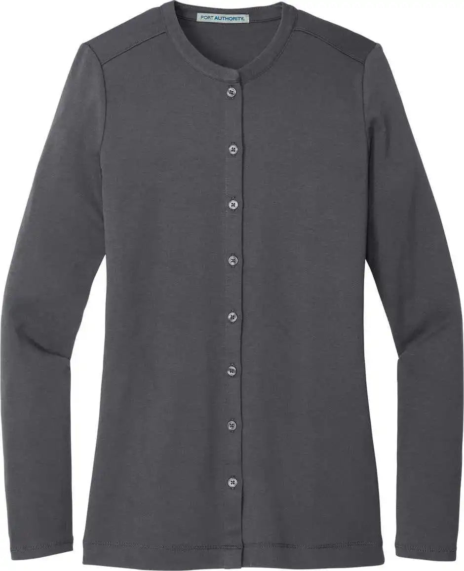 Port Authority Lm1008 Women’s Concept Stretch Button-front Cardigan - Grey Smoke