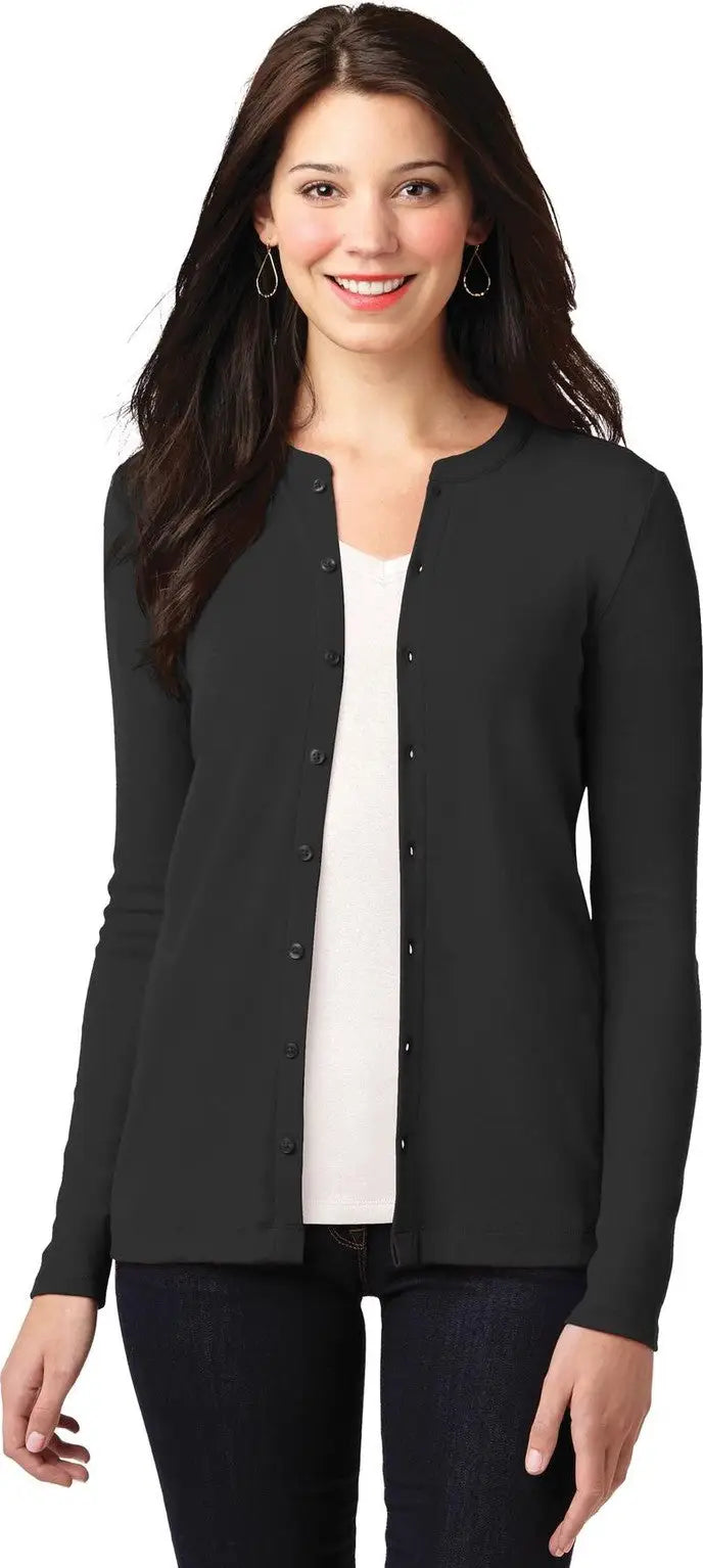 Port Authority Lm1008 Women’s Concept Stretch Button-front Cardigan - Black - Ladies Xs