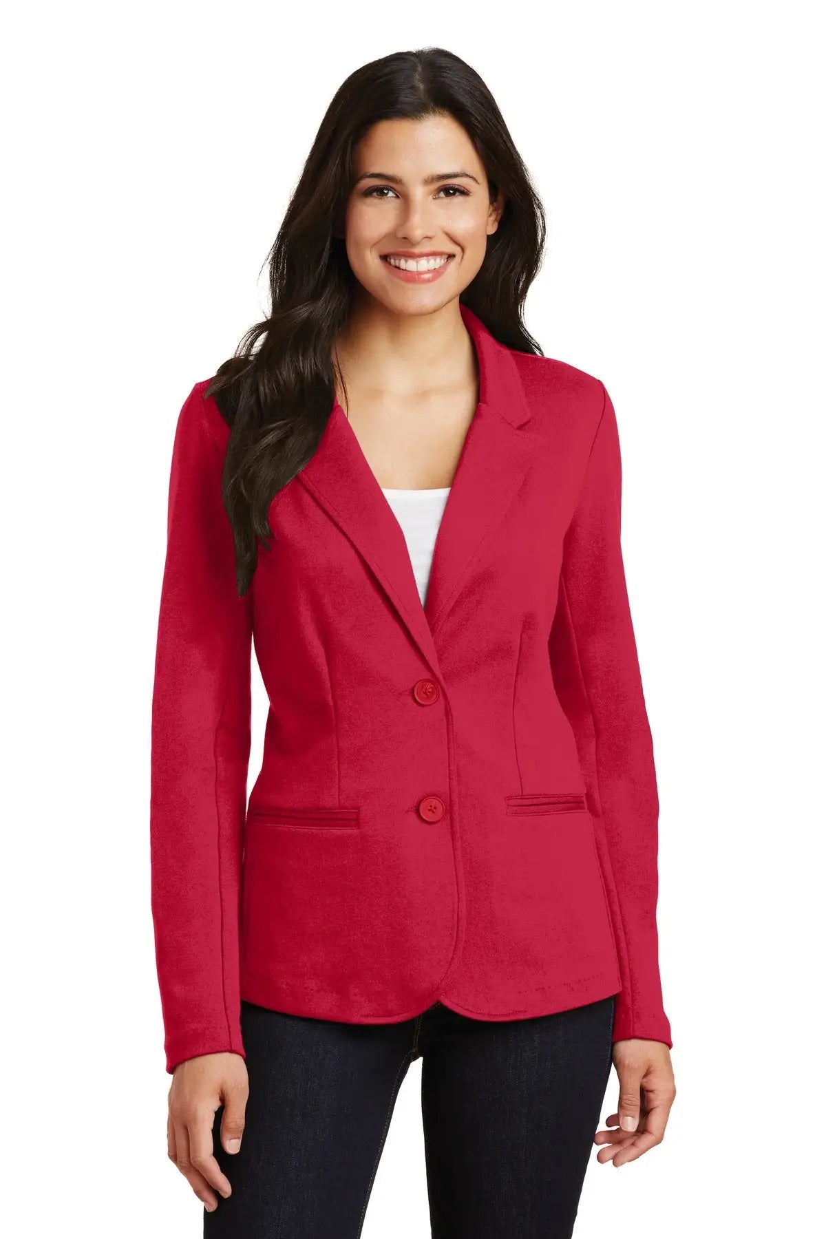 Port Authority Lm2000 Women’s Knit Blazer - Rich Red - Ladies Xs