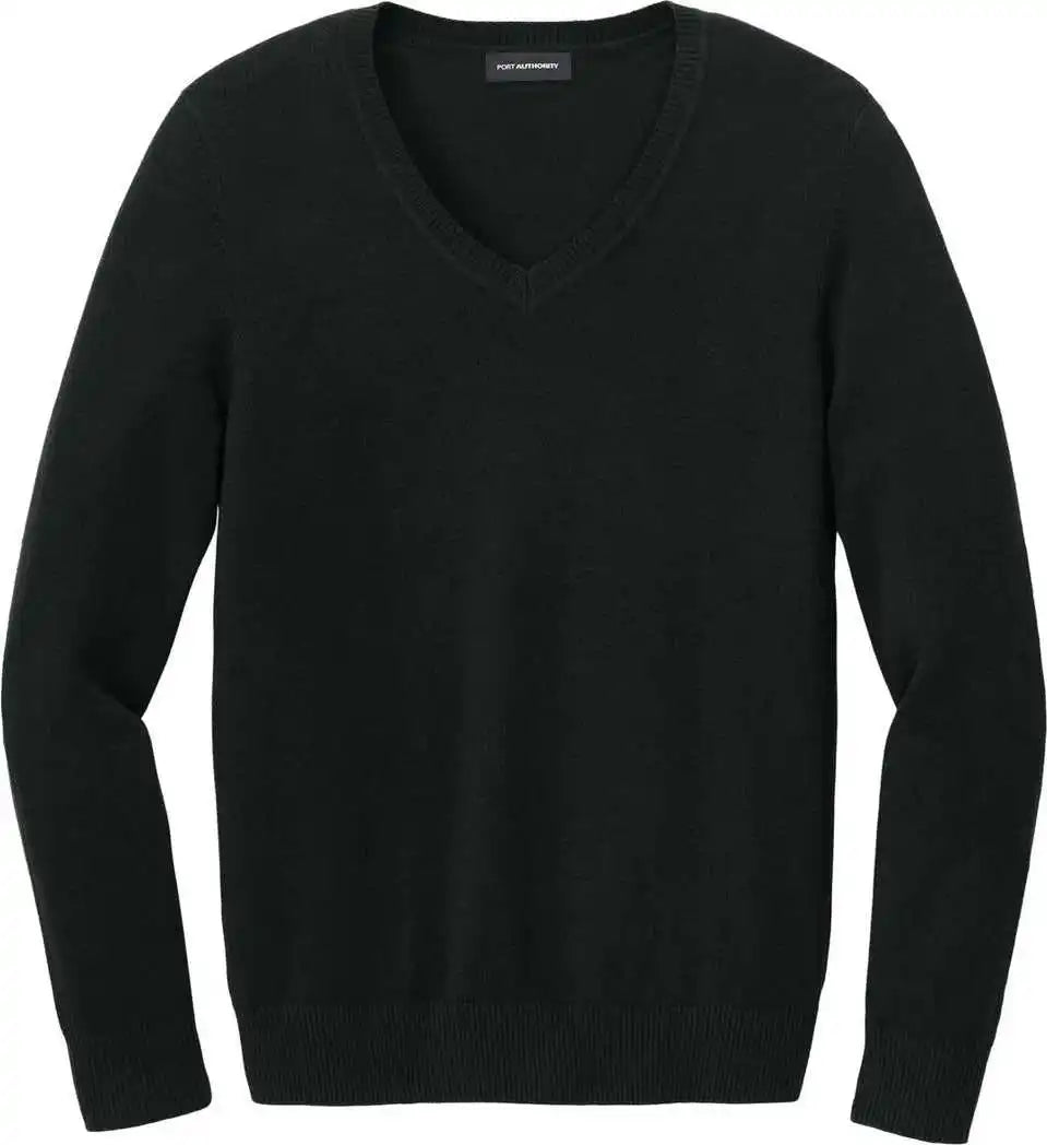 Port Authority Lsw2850 Women’s Easy Care v Neck Sweater Deep Black
