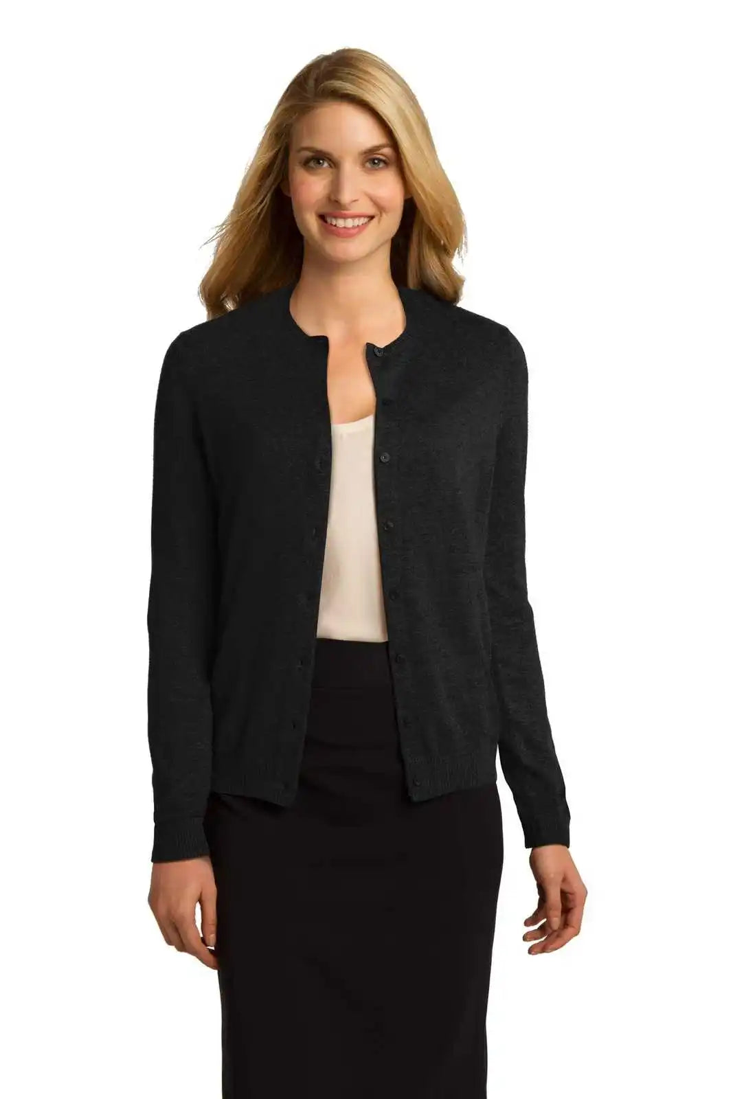Port Authority Lsw287 Ladies Cardigan Sweater - Black