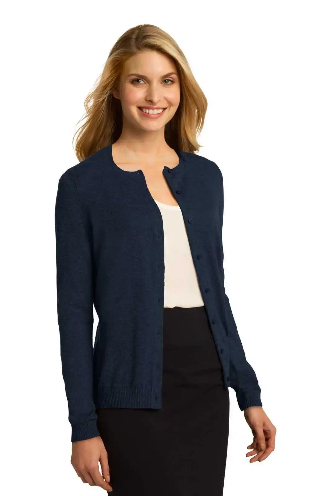 Port Authority Lsw287 Ladies Cardigan Sweater - Navy