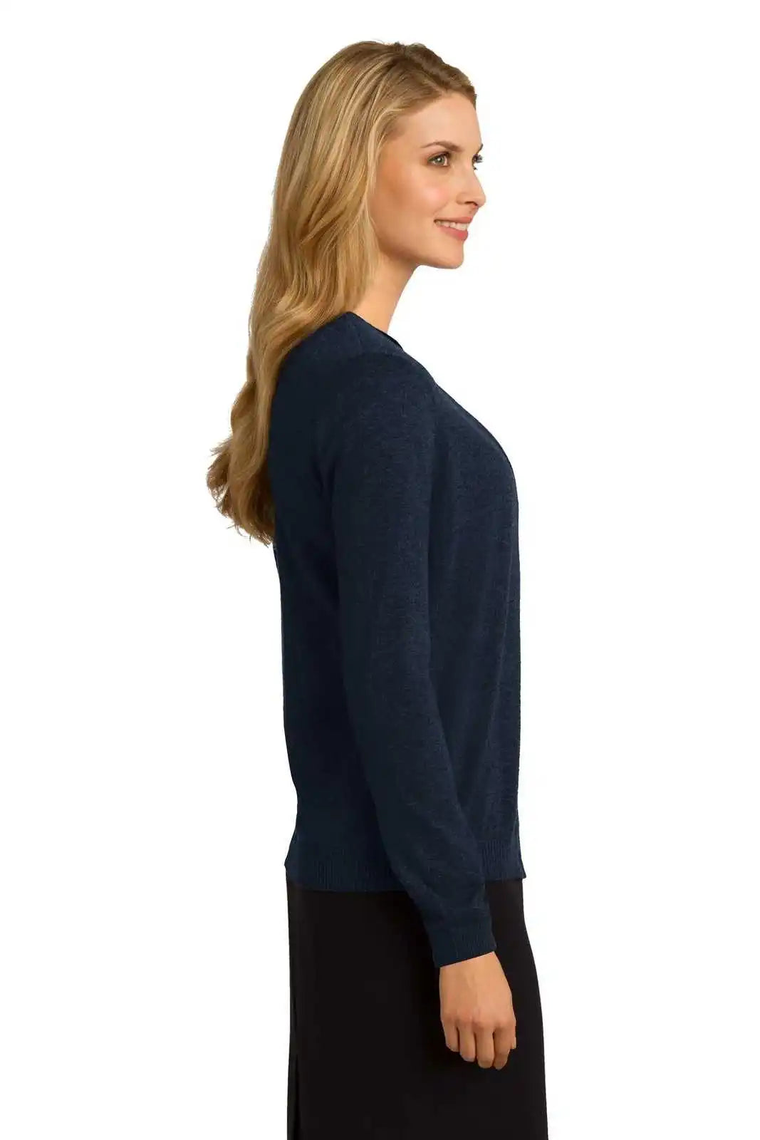 Port Authority Lsw287 Ladies Cardigan Sweater - Navy