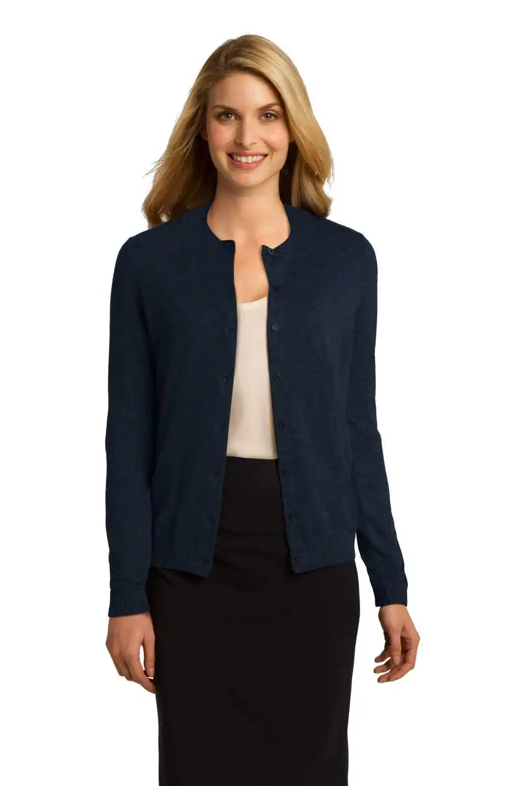 Port Authority Lsw287 Ladies Cardigan Sweater - Navy