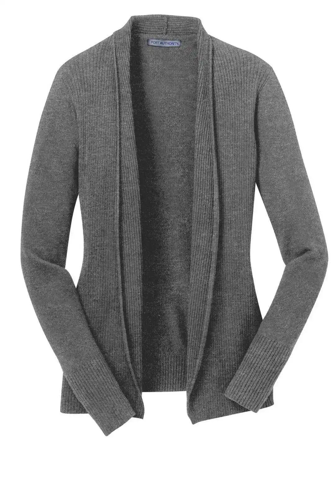Port Authority Lsw289 Ladies Open Front Cardigan Sweater - Medium Heather Gray