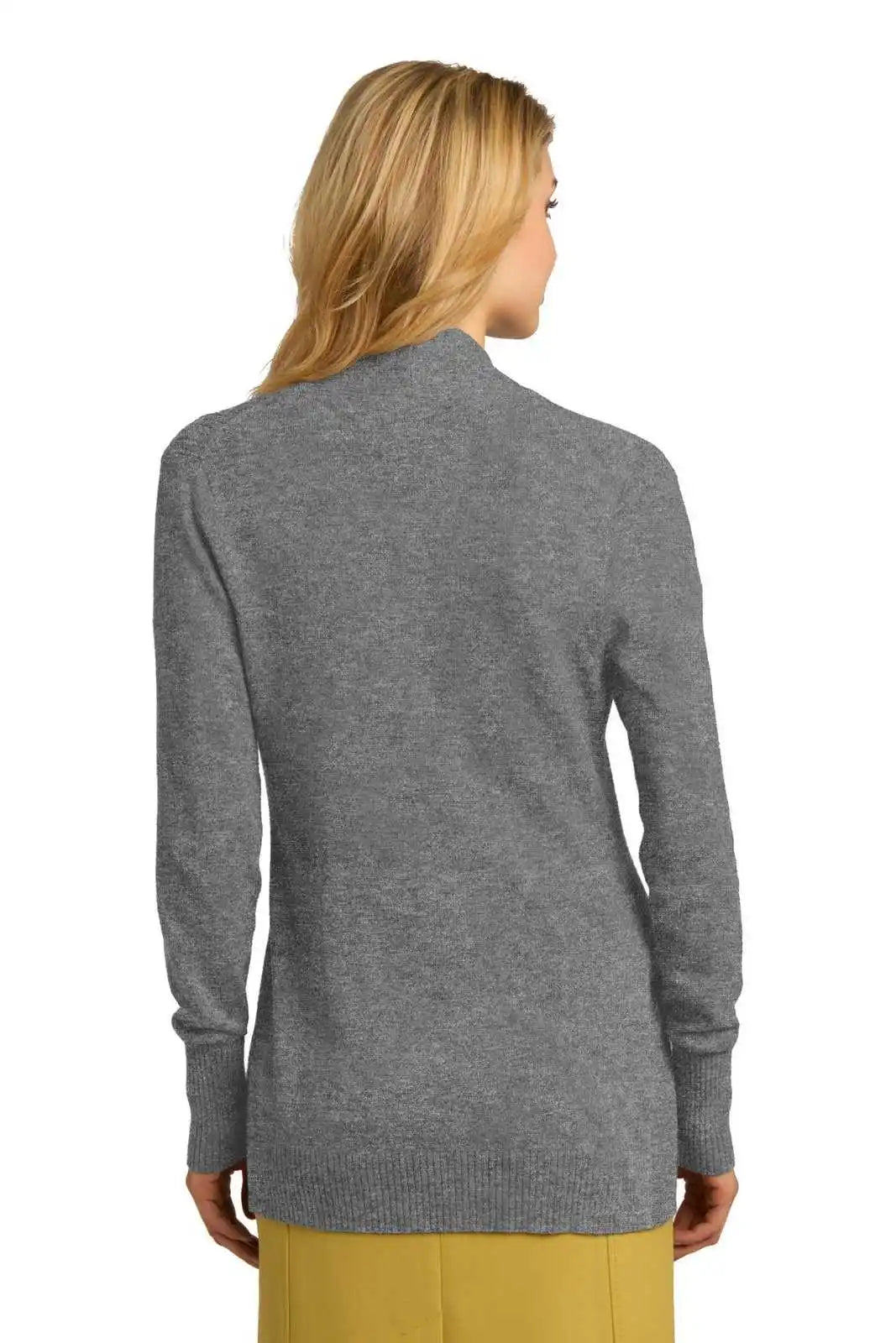 Port Authority Lsw289 Ladies Open Front Cardigan Sweater - Medium Heather Gray