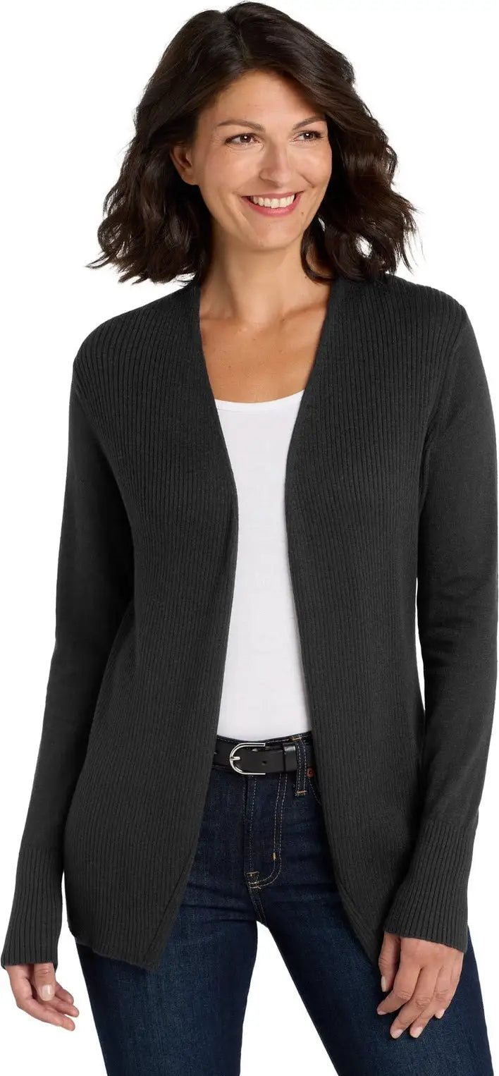 Port Authority Lsw289 Women’s Open Front Cardigan Sweater - Black